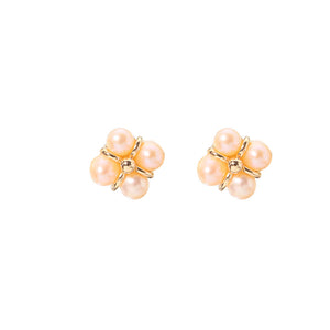 Sweet Solid Genuine Freshwater Pearl Sterling Silver 18k Gold Plated Ear Studs