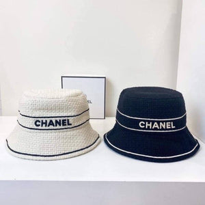 Luxury Inspired High Quality Summer Bucket Hats - White with Black Logo