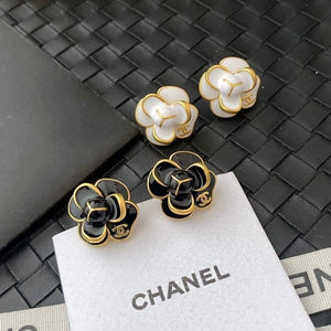 Luxury Inspired Flower Earrings with CC Logo