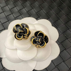 Luxury Inspired Flower Earrings with CC Logo