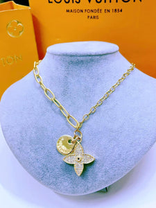 Luxury Inspired Stainless Steel Flower Necklace -Gold