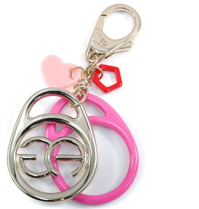 Anais Gvani Key Chain/Hook Charm Accessory w/ Gold Logo Design & Heart Accents