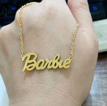 Fashion Barbie Letter Necklace Titanium Steel Plating - Gold