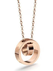 Fashion Circle Titanium Steel Necklace - Rose Gold