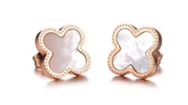 White Clover Titanium Steel Set - Rose gold