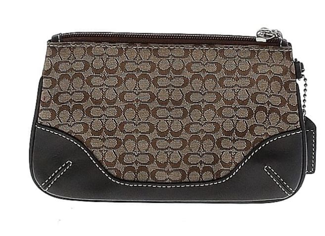 Coach Classic Vintage Small C Monogram Zipper  Wristlet - Brown