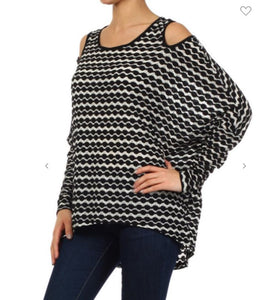 COLD SHOULDER LONG SLEEVE TOP