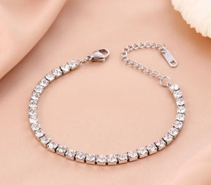 Geometric Stainless Steel Diamond Bracelet and Necklace Set