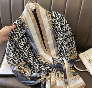 Autumn Shawl Fashion Cotton and Linen Dual-purpose Scarf - Multi Color Tan