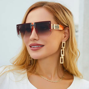 UV Protection Large Fashion Diamond Rimless Sunglasses for Men and Women