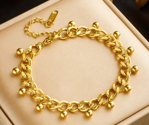 Retro Solid Color Titanium Steel Plating Chain 18k Gold Plated Bracelet - Gold