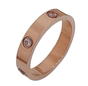 Ten Diamond Titanium Steel Ring - Rose Gold Size 6