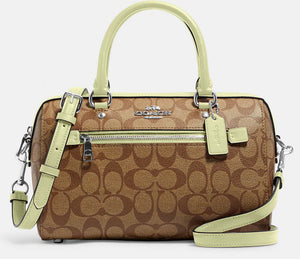 Coach  Rowan Satchel In Signature Canvas - Silver/Khaki/Pale Lime