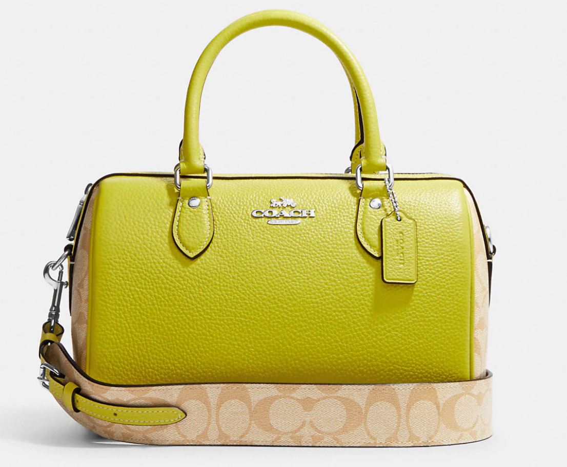 Coach Rowan Satchel In Signature Canvas - Silver/Light Khaki/Key Lime