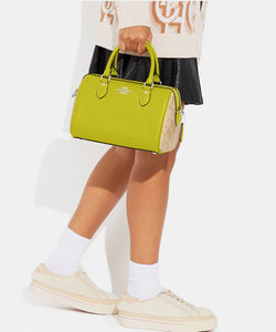 Coach Rowan Satchel In Signature Canvas - Silver/Light Khaki/Key Lime