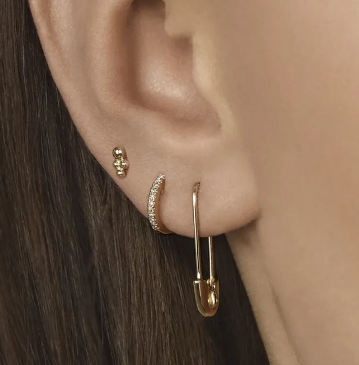 Safety Pin Style Geometric Alloy Plating Drop Earrings