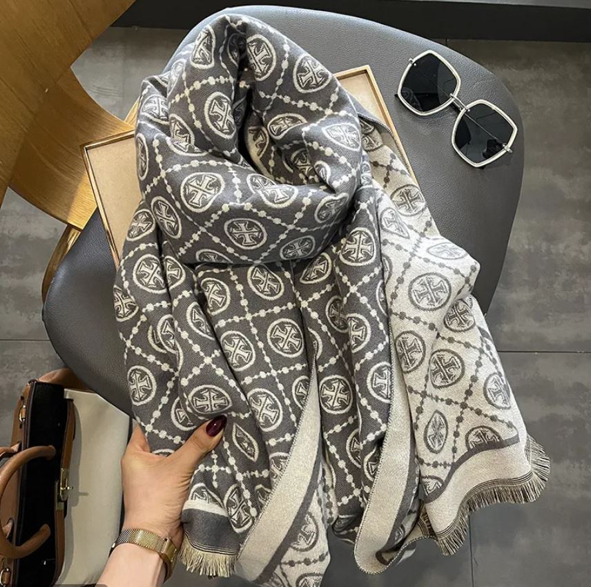 Cashmere Tassel Scarf -Light Gray