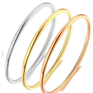 Tri- Color Stainless Steel 18K Gold Plated Bangles - Gold Silver Rose Gold