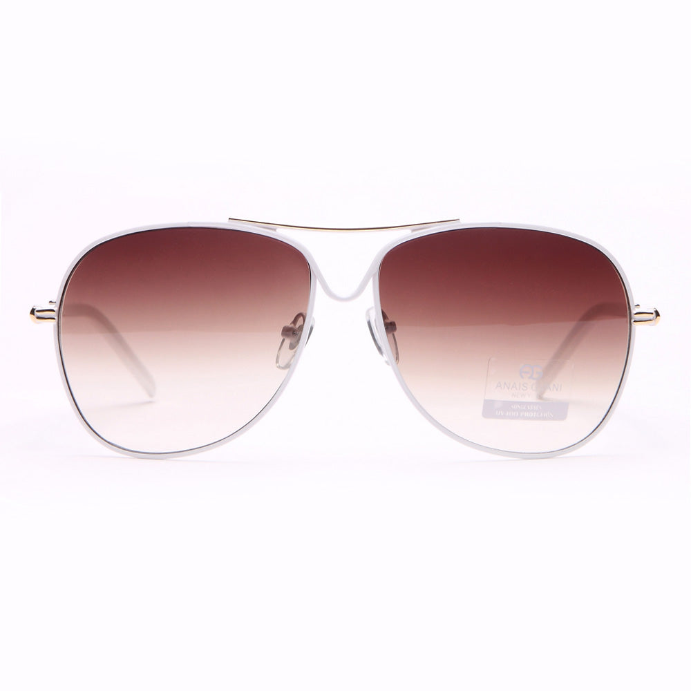 Anais Gvani Classic Unisex Aviator Sunglasses - White