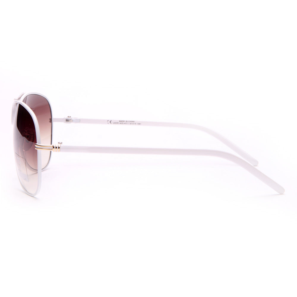 Anais Gvani Classic Unisex Aviator Sunglasses - White