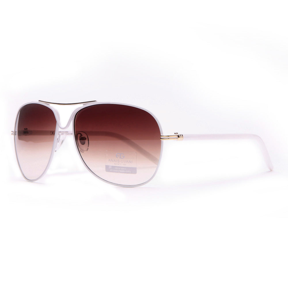 Anais Gvani Classic Unisex Aviator Sunglasses - White