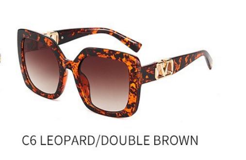 Fashion Pc Square Chain Full Frame Women's Sunglasses - Tortoise Brown