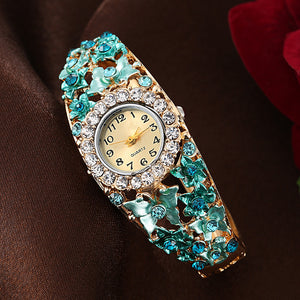 Chinoiserie Flower Quartz Women's Watches - Teal