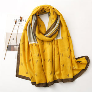 All-weather Shawl Fashion Cotton and Linen Dual-purpose Scarf - Yellow