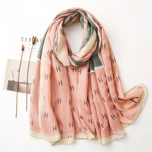 All-weather Shawl Fashion Cotton and Linen Dual-purpose Scarf - Pink