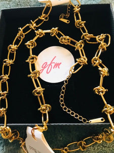 Retro Titanium Steel Chain Bracelets and Necklace Set - Gold