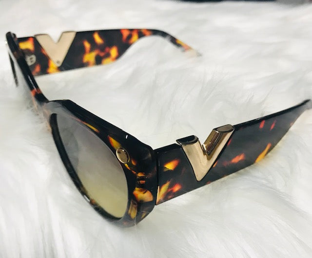 V Shape Pc Cat Unisex Sunglasses - Leopard