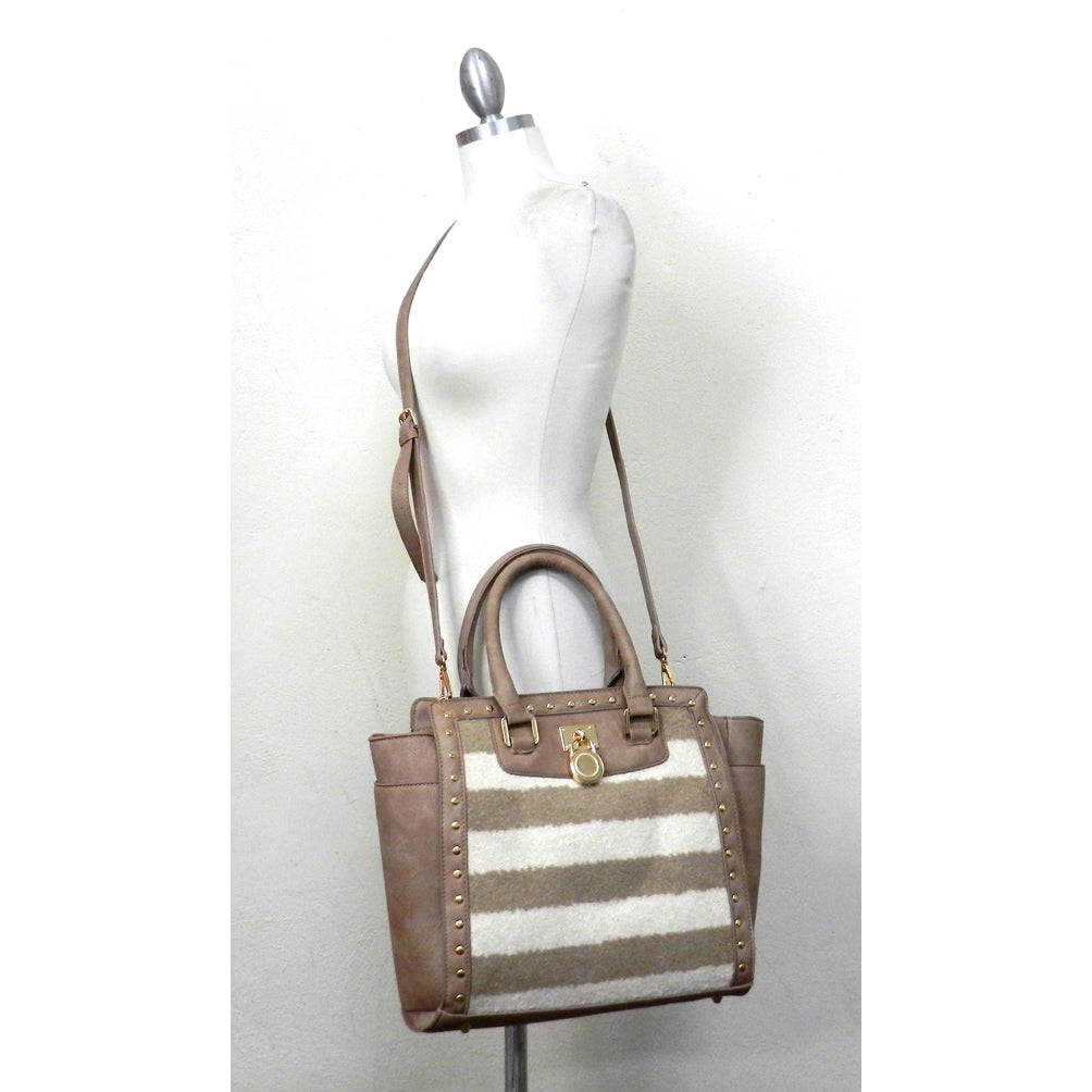 Striped Padlock Tote - Orange