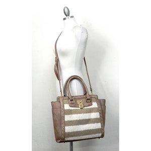 Striped Padlock Tote - Orange