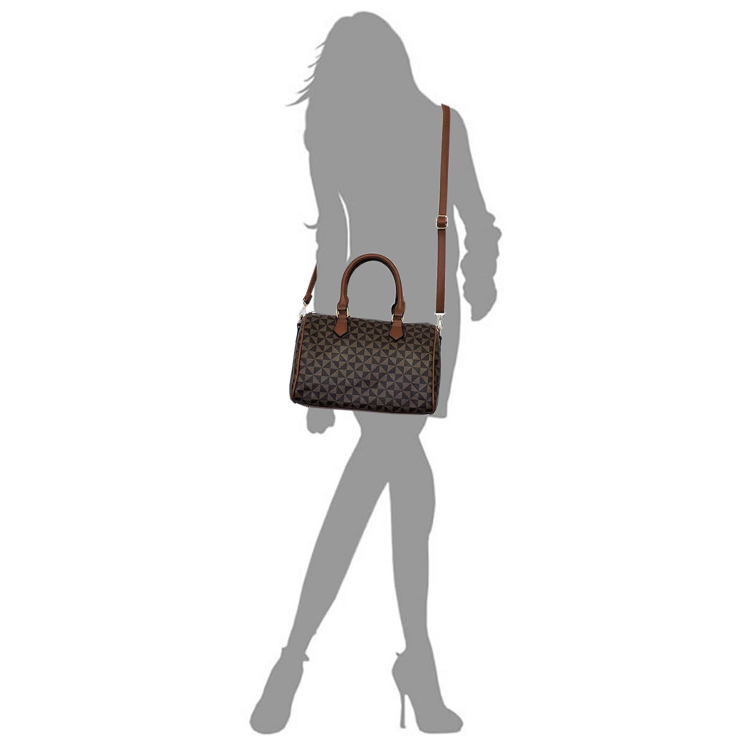 Monogrammed 2-in-1 Boston Bag - TAUPE/COFFEE