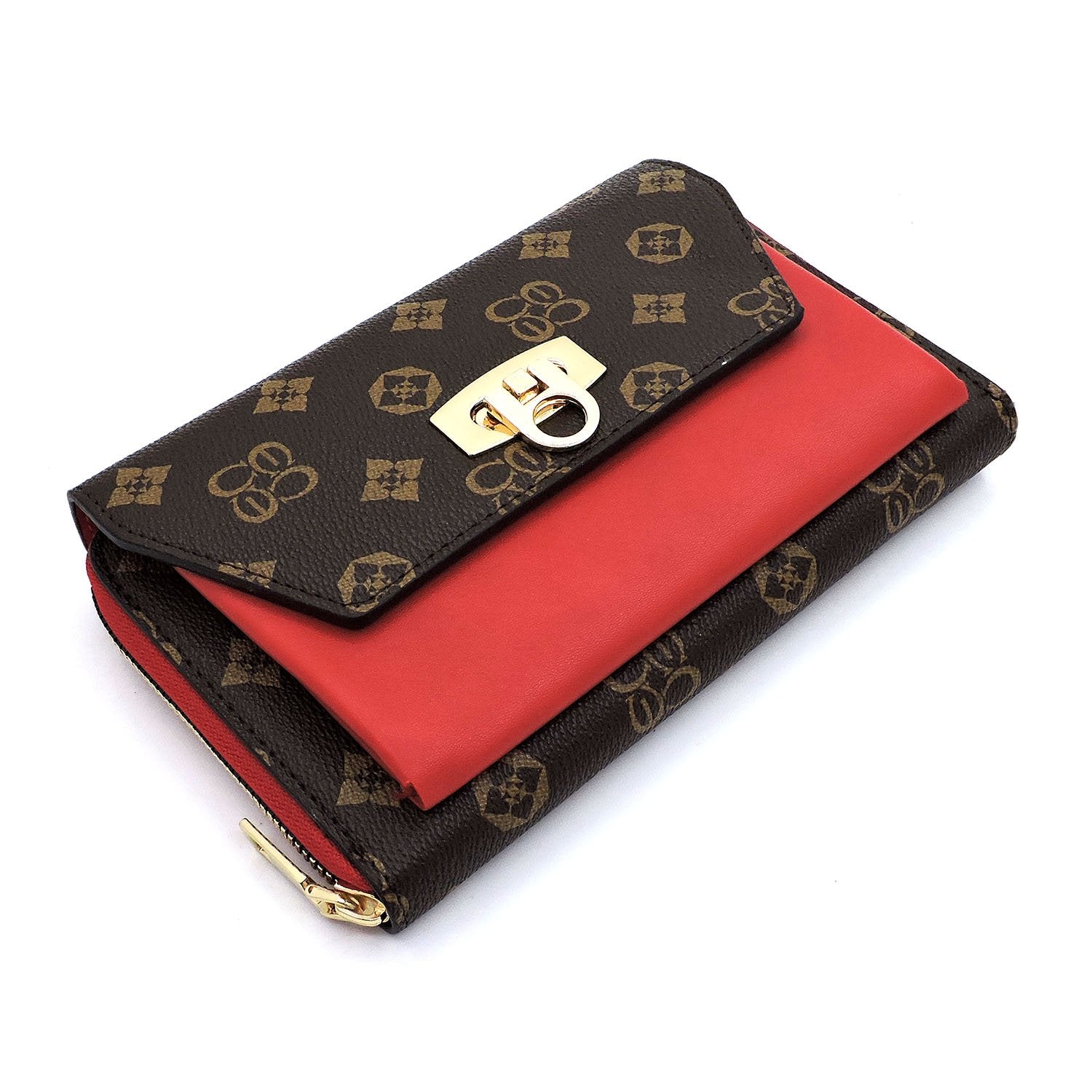 Monogrammed Zip Around Crossbody Clutch Wallet