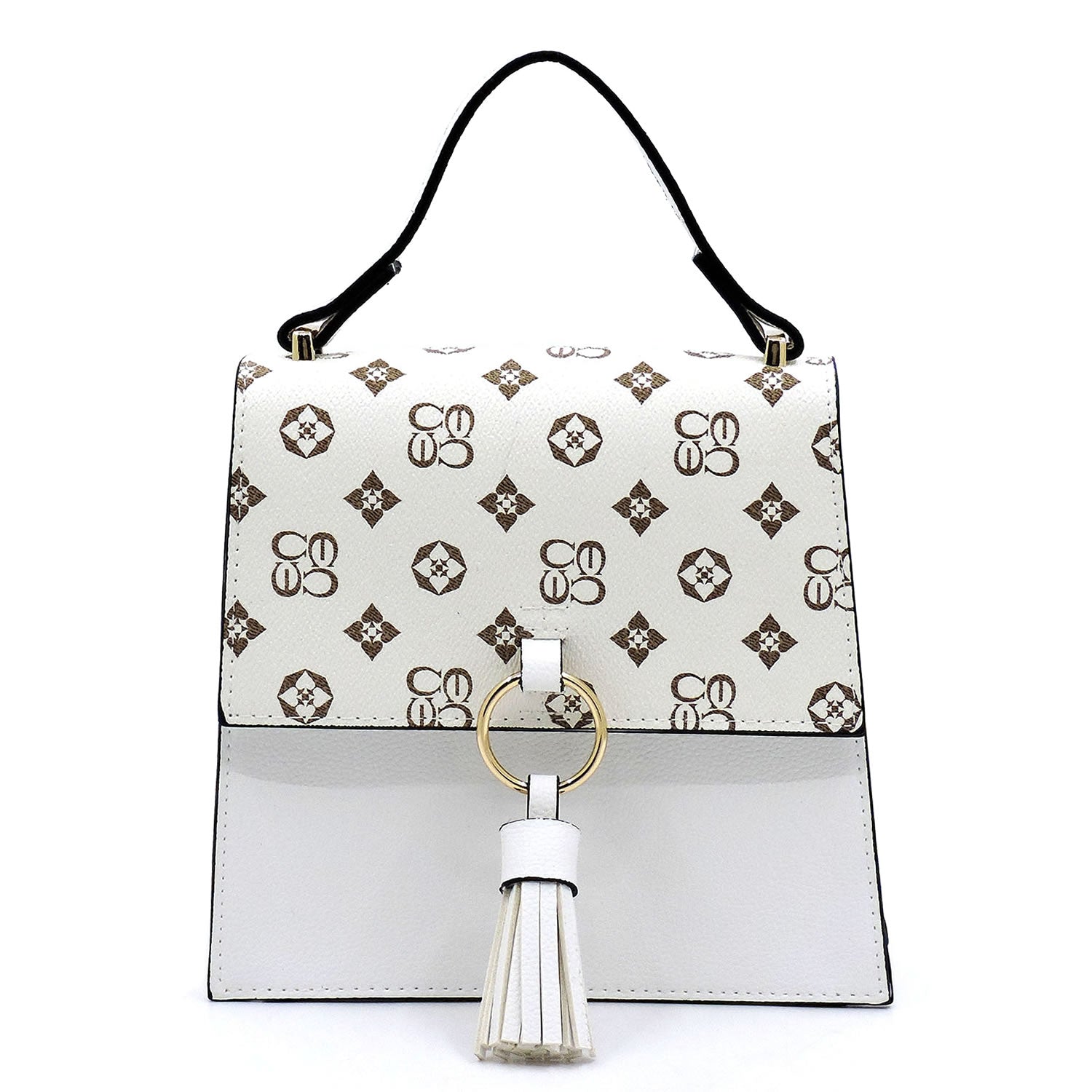 Monogram Ring Tassel Flap Crossbody Satchel