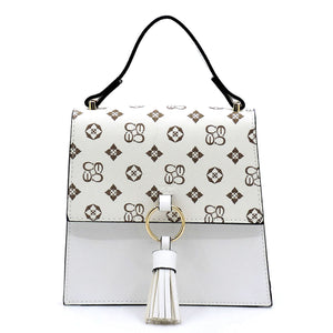 Monogram Ring Tassel Flap Crossbody Satchel