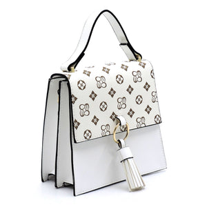 Monogram Ring Tassel Flap Crossbody Satchel