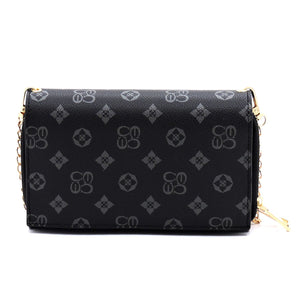 Monogrammed Twist Lock Double Zip Around Crossbody Wallet