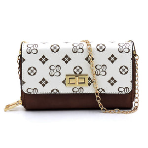 Monogrammed Twist Lock Double Zip Around Crossbody Wallet