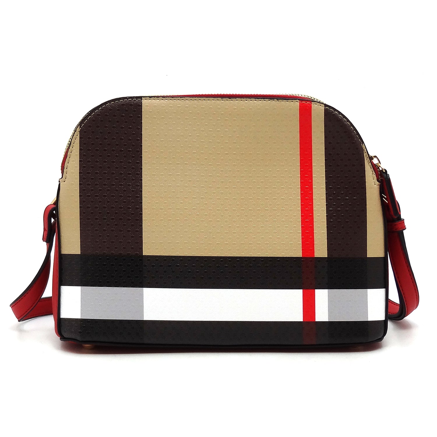 Plaid Check Multi Compartment Crossbody Bag