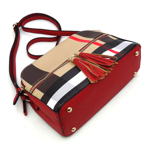 Plaid Check Multi Compartment Crossbody Bag