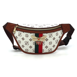 Queen B Stripe Monogrammed Fanny Pack Waist Bag