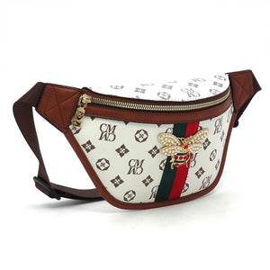 Queen B Stripe Monogrammed Fanny Pack Waist Bag