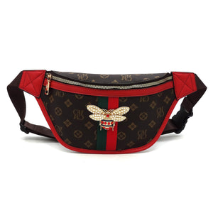 Queen B Stripe Monogrammed Fanny Pack Waist Bag