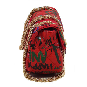 Multi Graffiti Print Qulited Classic Shoulder Bag