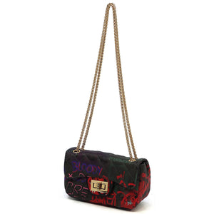 Multi Graffiti Print Qulited Classic Shoulder Bag