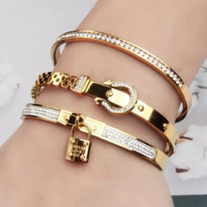 Set Gold Bracelets - Pure Stainless Steel in 18K Gold Plating