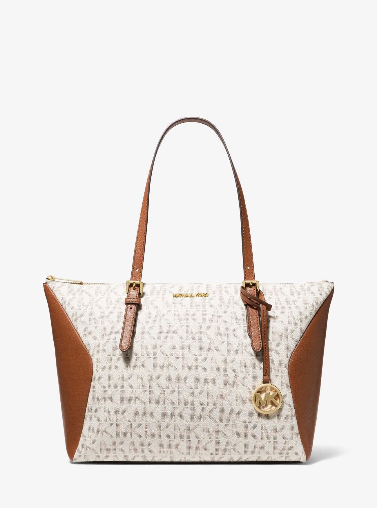 MK Coraline Large Two-Tone Logo Tote Bag - Vanilla