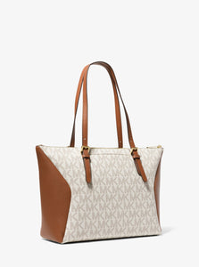 MK Coraline Large Two-Tone Logo Tote Bag - Vanilla